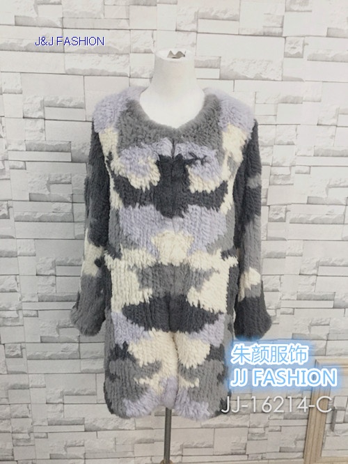LADY'S  RABBIT FUR LONG SECTION SOFT ASSORTED COLORS COAT