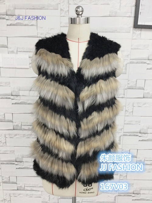 LADY'S  RABBIT AND RACCOON FUR KNITTED VEST