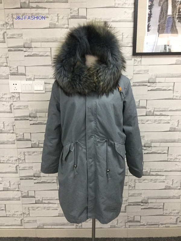 LADY'S  PARKA WITH BIG RACCOON COLLAR AND FOX INNER BODY